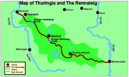 Map of the Rennsteig