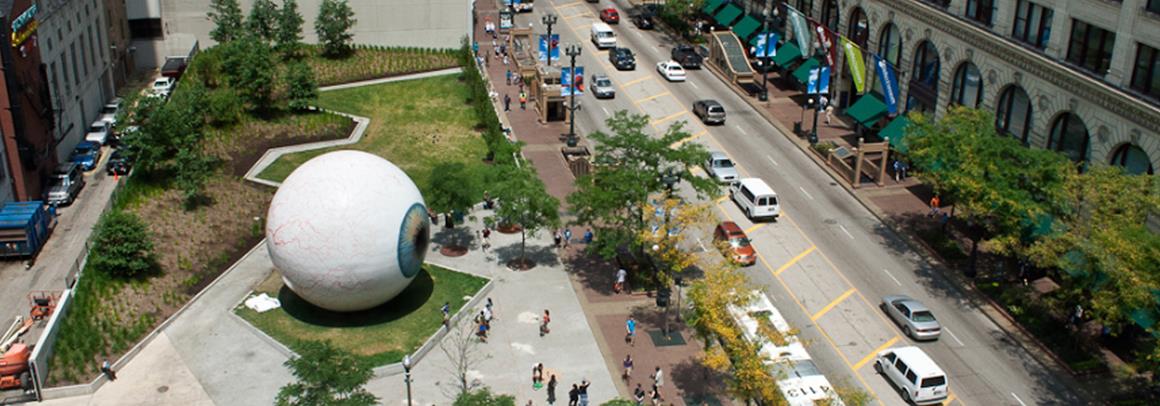 Eye: the realistic sculpture resting in Pritzker Park in 2010