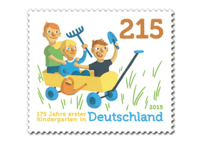 GERMANY     :: THEME: 175 years of Kindergarten      :: NOMINAL VALUE: 2.15€       :: ISSUE DATE: 11 June 2015         :: STAMP DESIGN: Lisa Röper