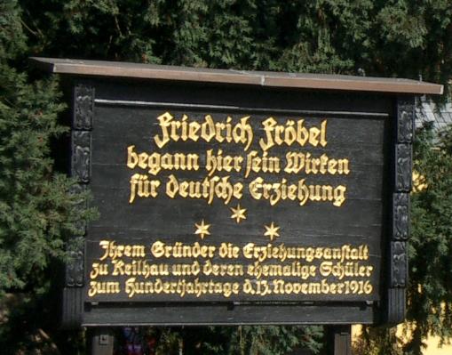 Commemorative Plaque for Friedrich Froebel at Griesheim (Thuringia) 