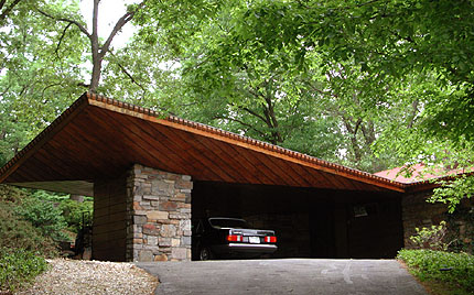 The Reisley house has a particularly fine carports, a word Wright created for this low cost innovation of his Usonian homes. 