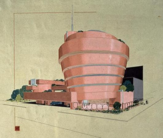 Early sketches by Frank Lloyd Wright imagine the Guggenheim Museum in various shades of red. Photo Credit: FLLW FDN # 4305.745 © 2009 The Frank Lloyd Wright Foundation, Scottsdale, Arizona 