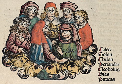 The Seven Sages, depicted in the Nuremberg Chronicle 1493